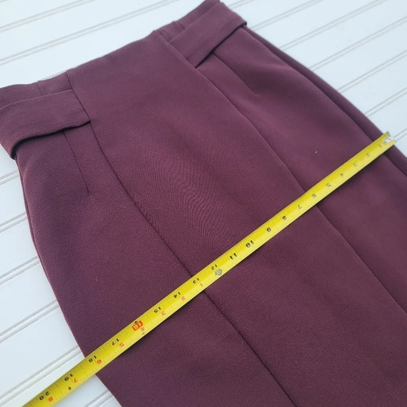 Eva Mendes NY&Co Burgundy Textured Pencil High Waist Skirt Lined Size 0 - Picture 8 of 10